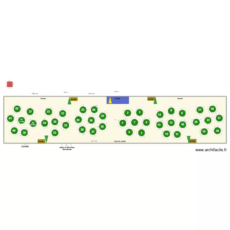 Grande salle Smith Haut Lafitte V2 - table 180 - 420 PAX . Plan de 