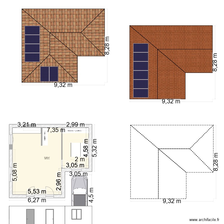 Savigny. Plan de 1 pièce et 55 m2