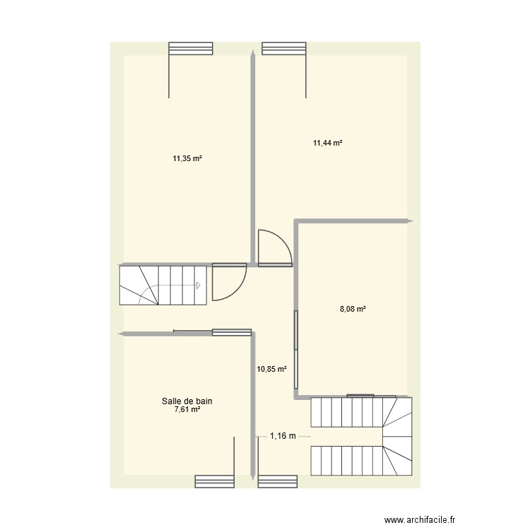 Plan étage maison. Plan de 5 pièces et 52 m2