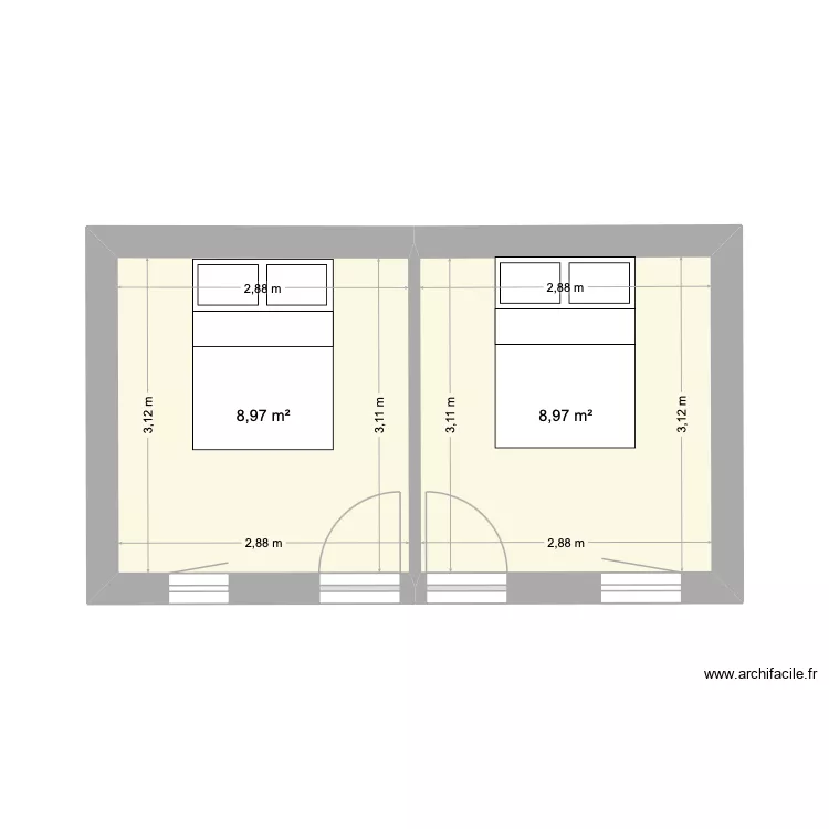 chbres chalet. Plan de 2  et 18 m²