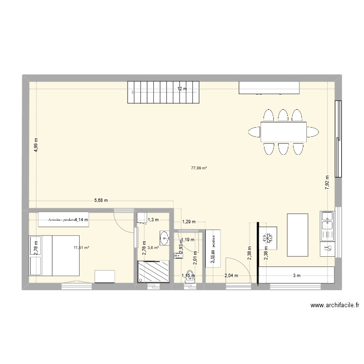 Maison. Plan de 3 pièces et 93 m2