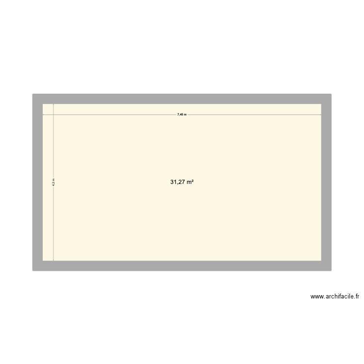 Biarritz1 surface nue. Plan de 1 pièce et 31 m2