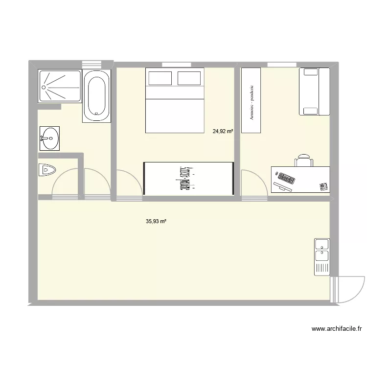 Maison. Plan de 2  et 61 m²