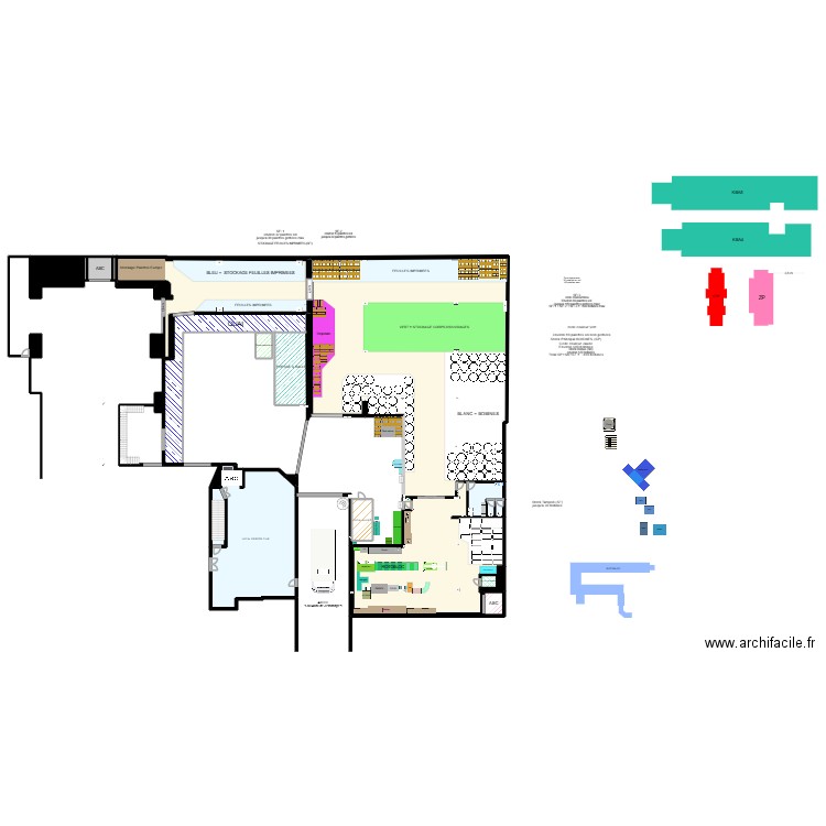 RDC V8. Plan de 34 pièces et 1545 m2