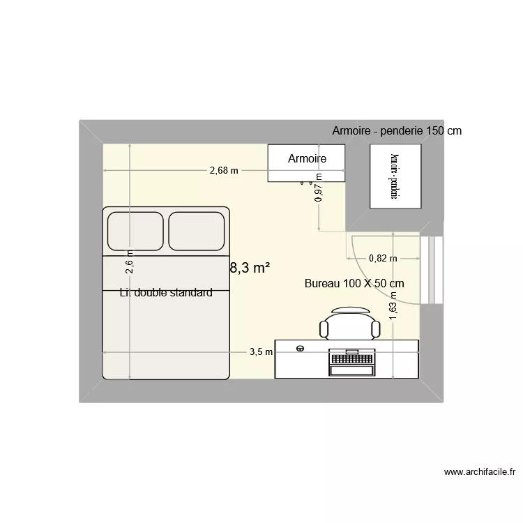 CHAZMBREµ. Plan de 1 Pièce et 8 m² CHAZMBREµ. Plan de 1 Pièce et 8 m²
