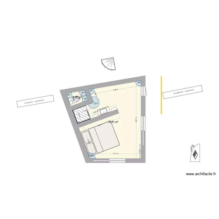 EXTENSION 4. Plan de 2 Pièces et 16 m² EXTENSION 4. Plan de 2 Pièces et 16 m²