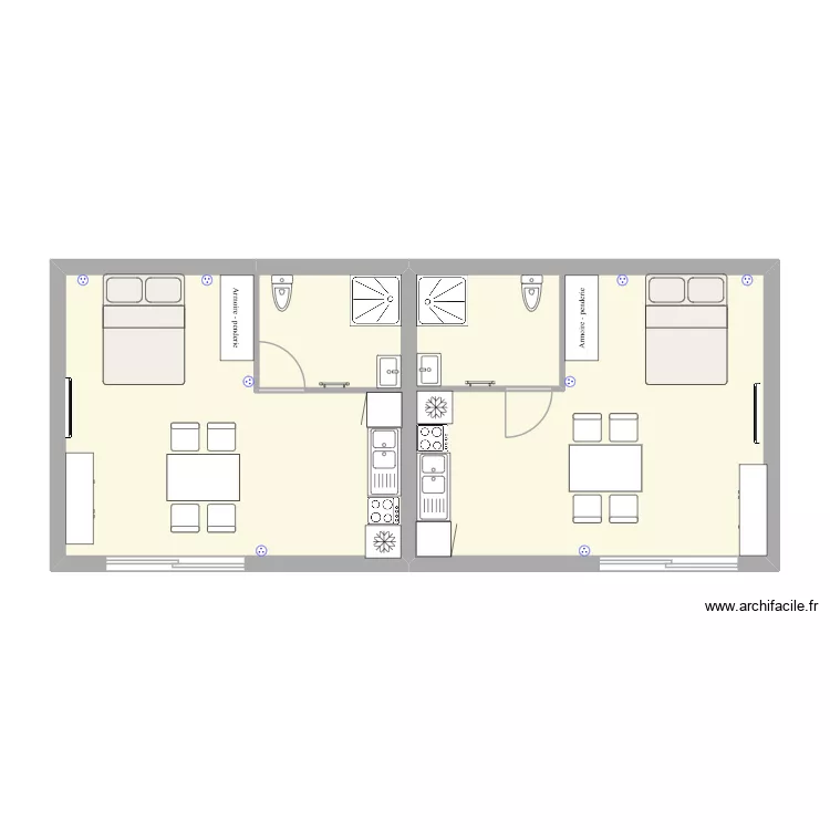 bungalow lhora. Plan de 3  et 57 m²