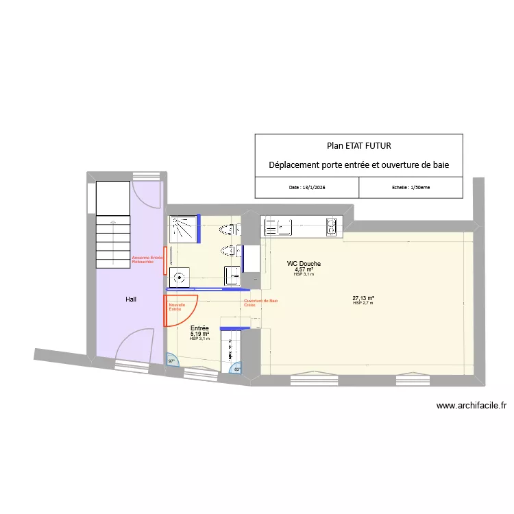 St Francois D\'Assise Projet Porte. Plan de 4 et 47 m² St Francois D\'Assise Projet Porte. Plan de 4 et 47 m²