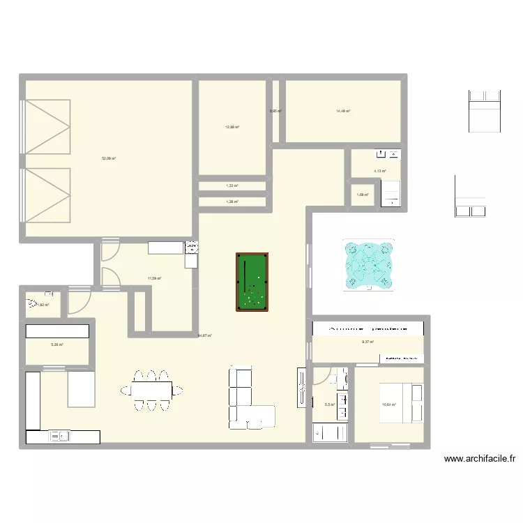 maison plein pied 4. Plan de 15  et 228 m²