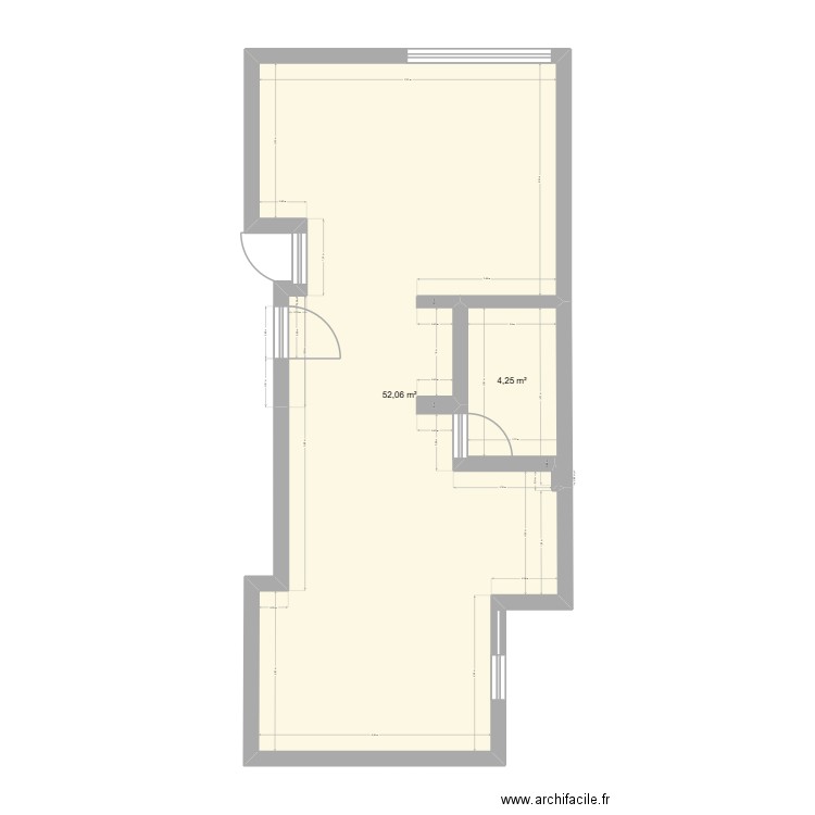 maitre. Plan de 2 pièces et 56 m2
