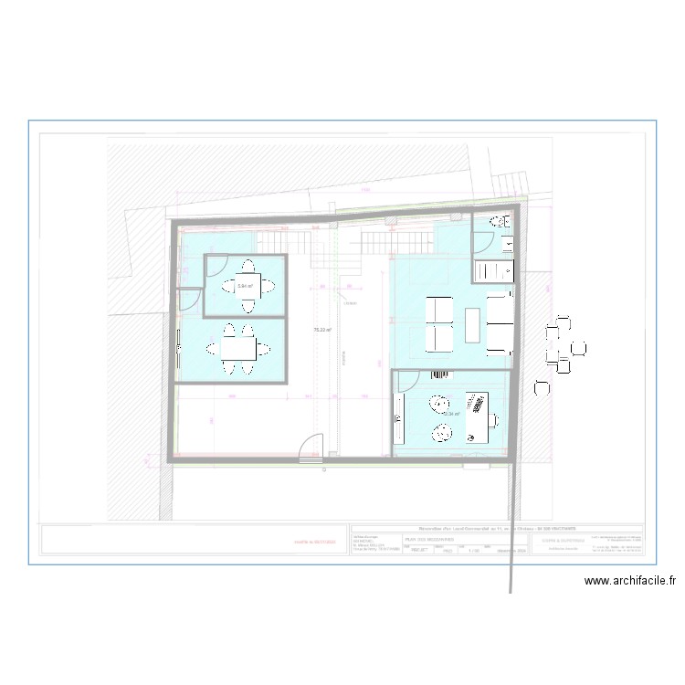 vincennes etage. Plan de 3 pièces et 101 m2