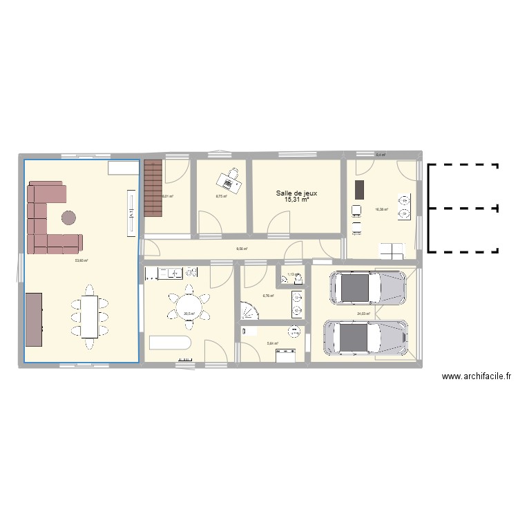 evelyine2. Plan de 12 pièces et 170 m2