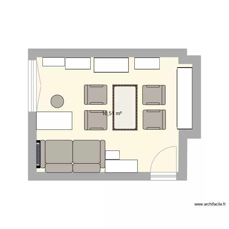 Salon Appart Invit&eacute;s. Plan de 1 Pièce et 17 m²