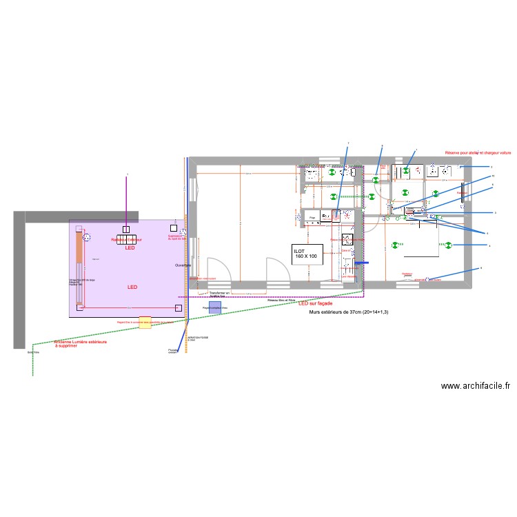 Plan Elec au 25 Août. Plan de 3 pièces et 77 m2