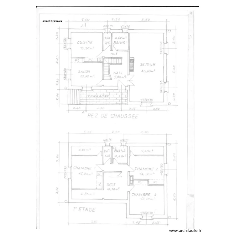1 &eacute;tage. Plan de 