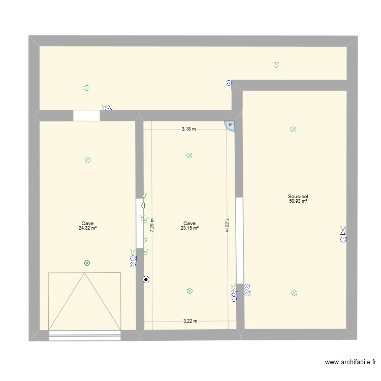Maison sauv. Plan de 3 pièces et 98 m2