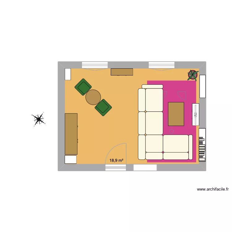 Salon. Plan de 1 et 19 m² Salon. Plan de 1 et 19 m²