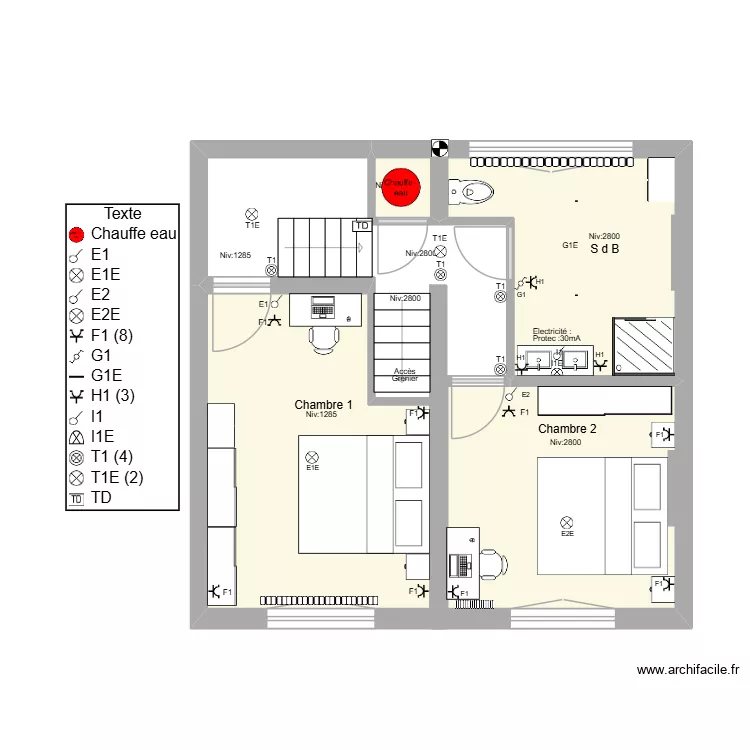 Lessines 1/2 Etage + Etage. Plan de 4  et 36 m²
