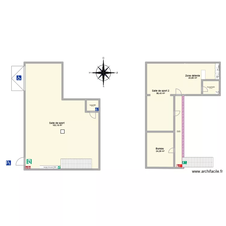 Crossfit. Plan de 7  et 288 m²