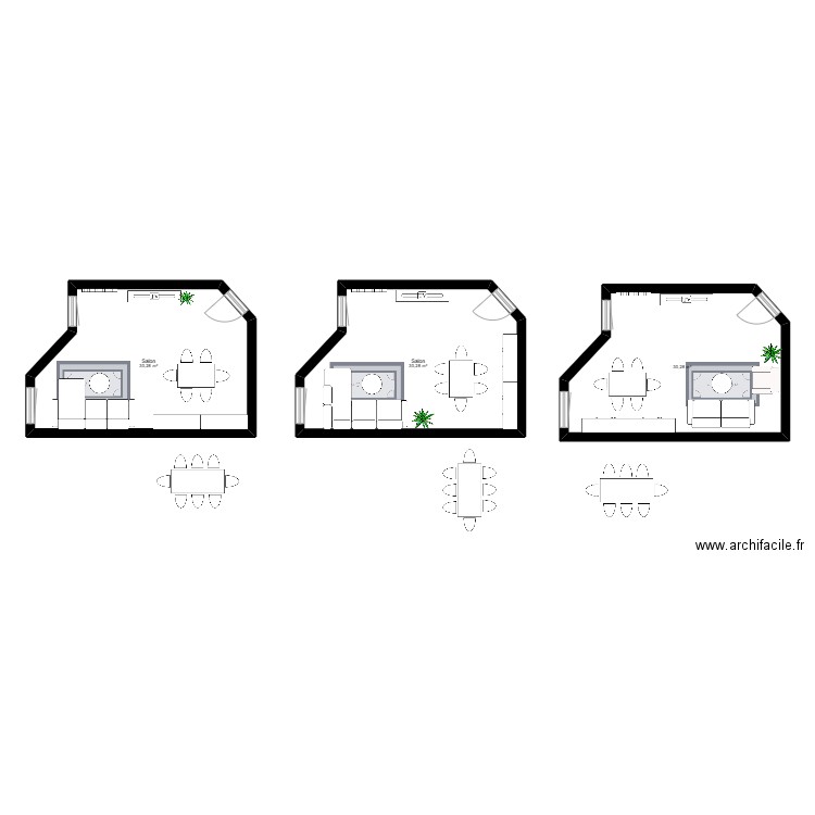 SALON - VILLENEUVE LA GARENNE. Plan de 3 pièces et 91 m2