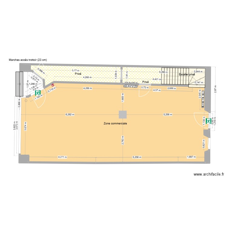 Plan côté 3 dimensions avant travaux - V2. Plan de 7 pièces et 69 m2