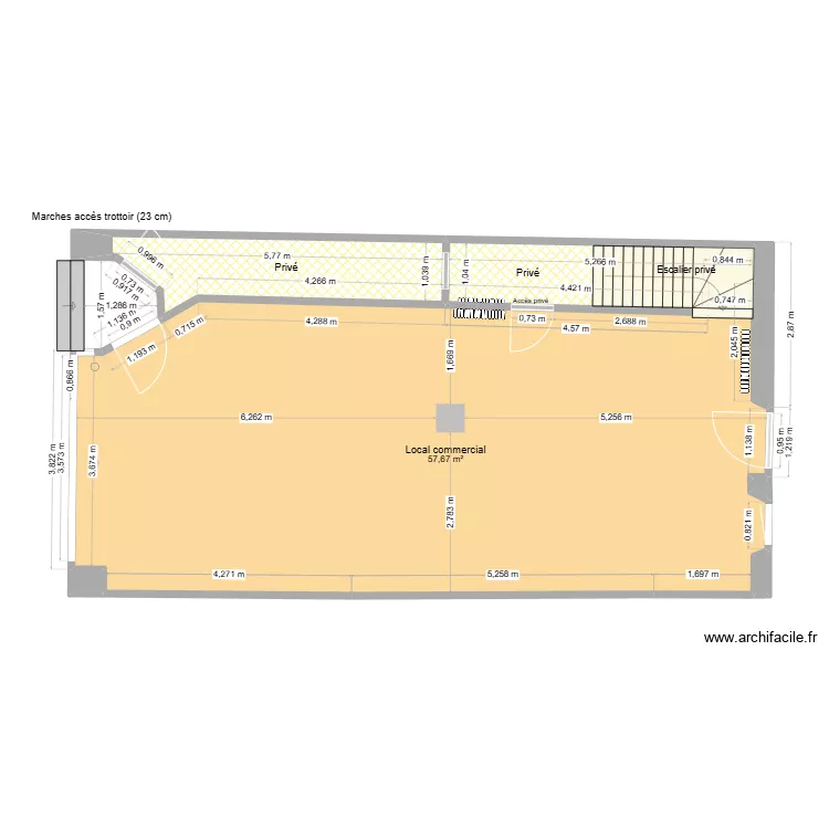 Plan c&ocirc;t&eacute; 3 dimensions avant travaux - V2. Plan de 
