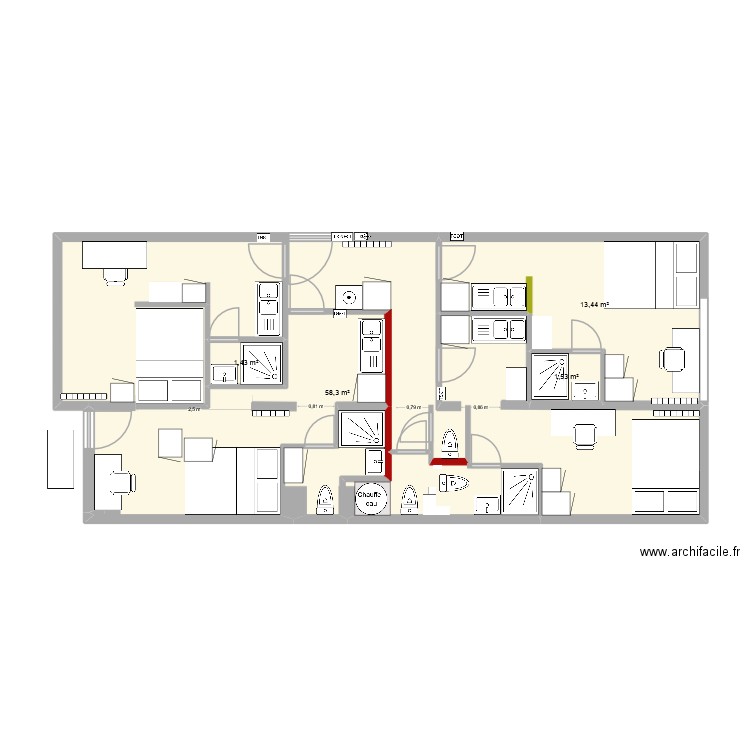 ST HERBLAIN MAYENNE VF2-3. Plan de 4 pièces et 75 m2