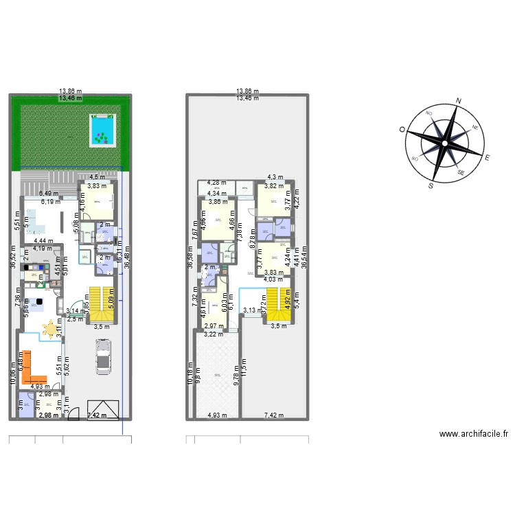 Maison. Plan de 25 pièces et 786 m2