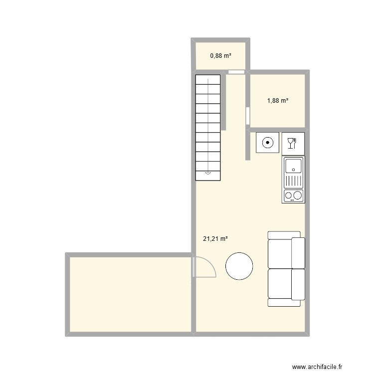 kristell. Plan de 3 pièces et 24 m2