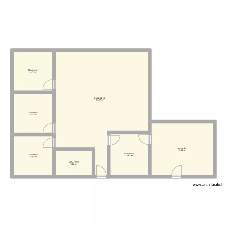 guessas. Plan de 7 pièces et 127 m²