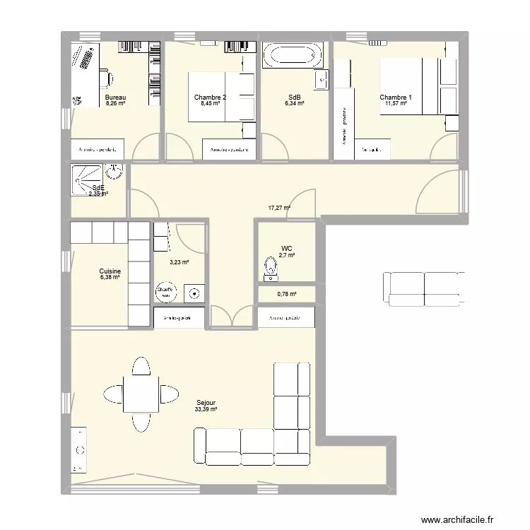 Douai T4. Plan de 11  et 101 m²
