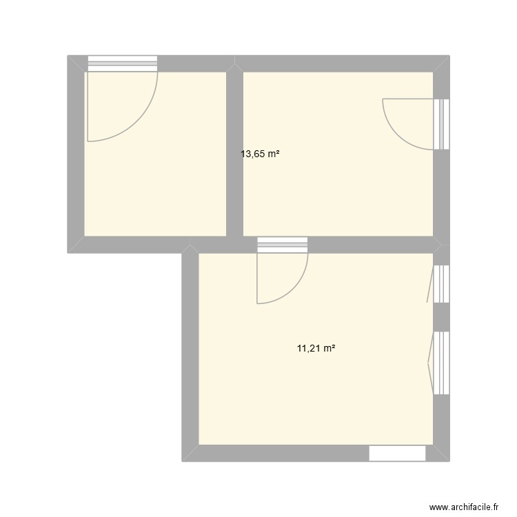 Cellier + cuisine. Plan de 2 pièces et 25 m2