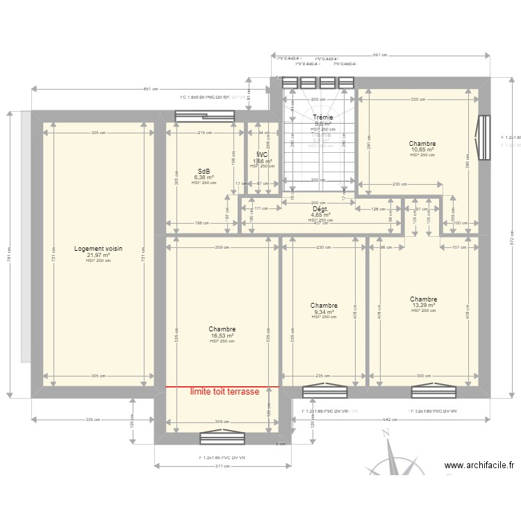 DEHARVENG-SUEUR. Plan de 22 pièces et 264 m2