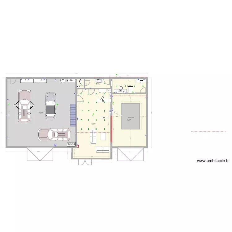 Ossature. Plan de 6 pièces et 229 m²