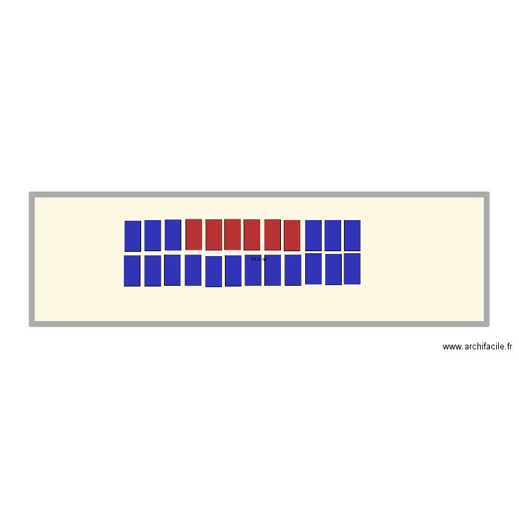 solaire. Plan de 1 pièce et 55 m2