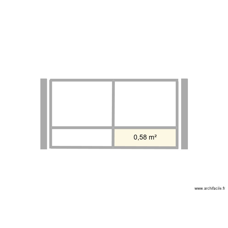 battant. Plan de 1 pièce et 1 m2