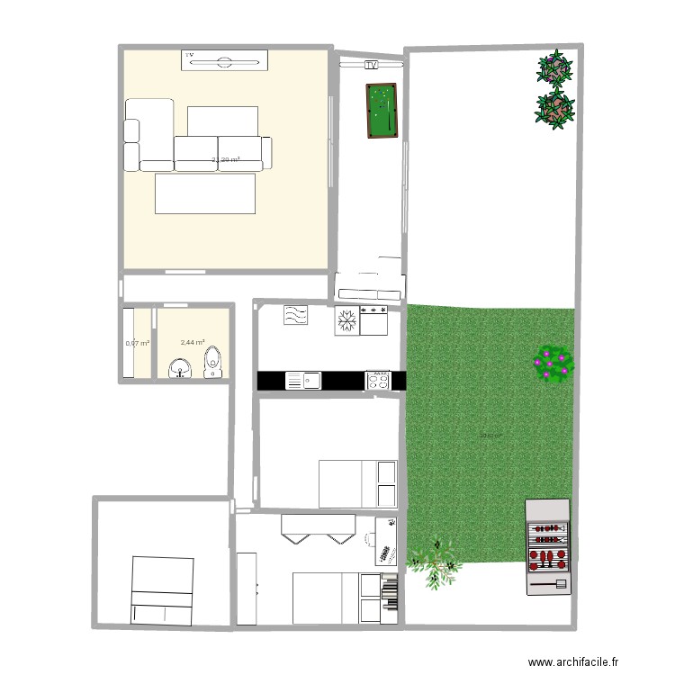 Plano casa en venta. Plan de 3 pièces et 25 m2