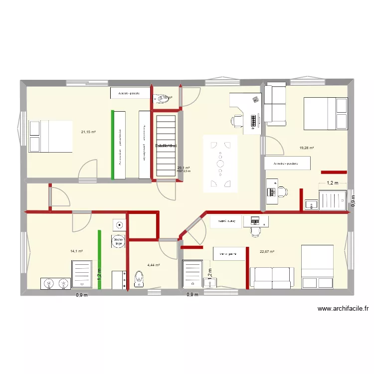 MAISON 70 - 03-06-26. Plan de 8  et 115 m²