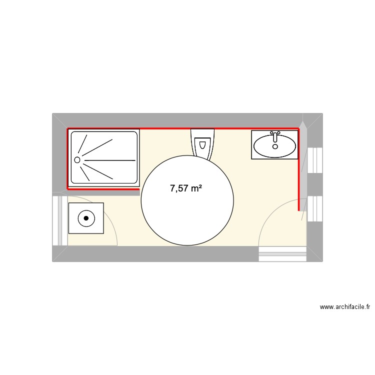 sdb PMR. Plan de 1 pièce et 8 m2