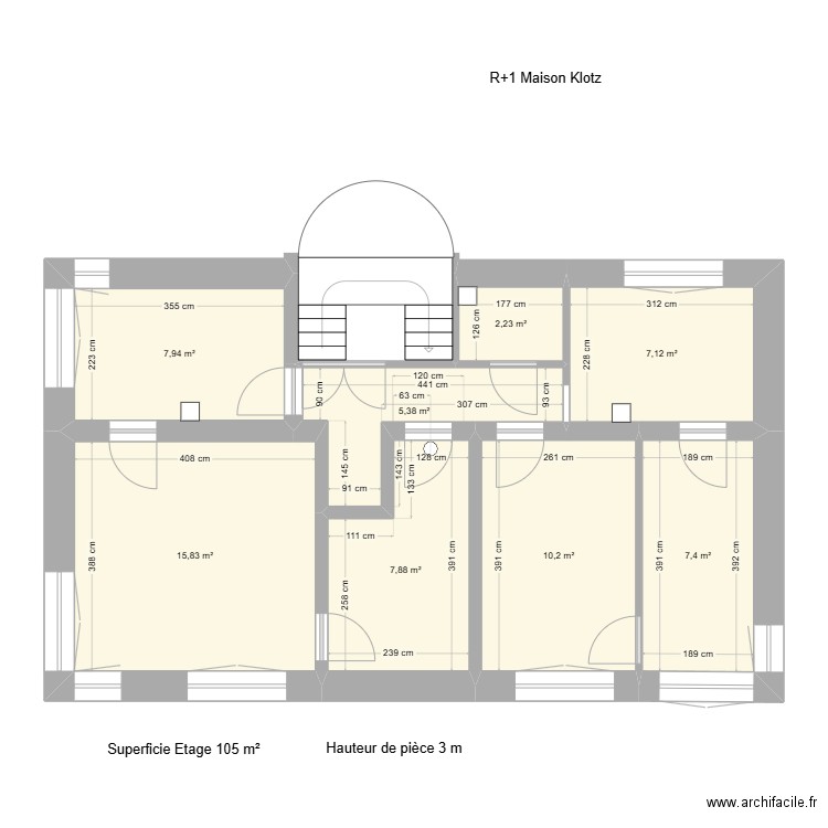 Maison R1 Klotz. Plan de 8 pièces et 64 m2
