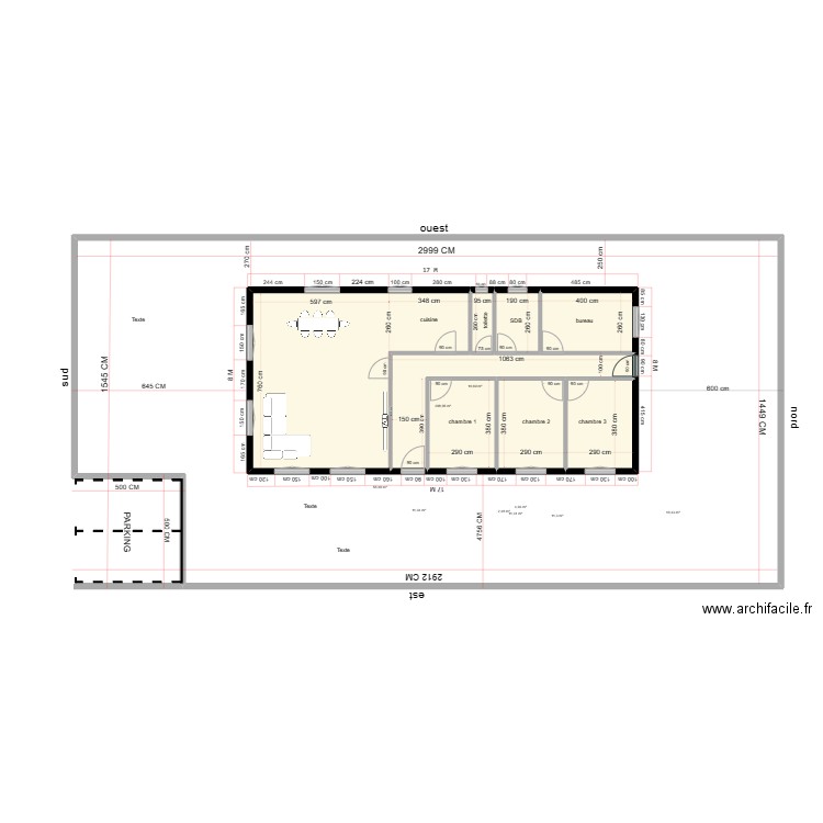 plan 001 la force. Plan de 9 pièces et 560 m2