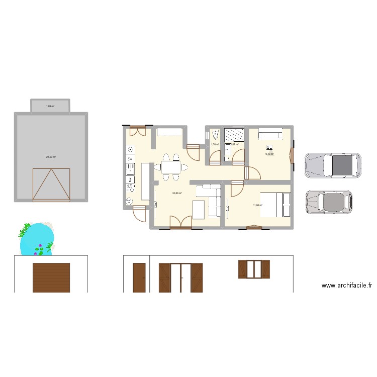 maison. Plan de 7 pièces et 85 m2