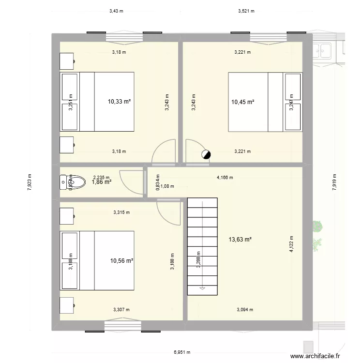 plan agrandis haut 2. Plan de 23  et 178 m²