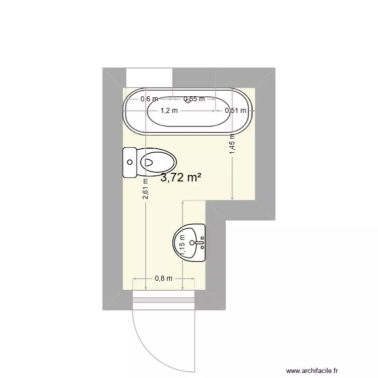 salle de bain future. Plan de 1 Pièce et 4 m² salle de bain future. Plan de 1 Pièce et 4 m²