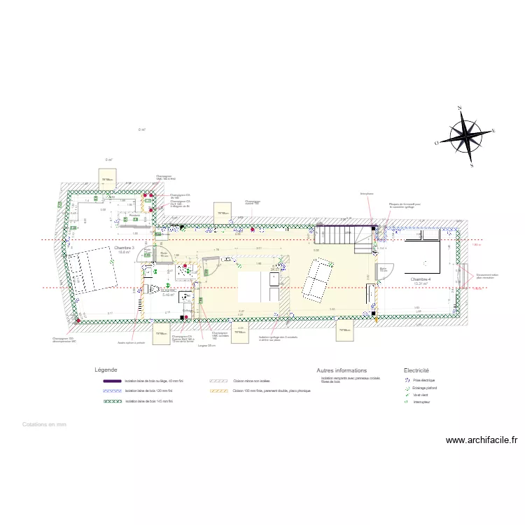 Combles v retenue - etude nouvelle chambre. Plan de 