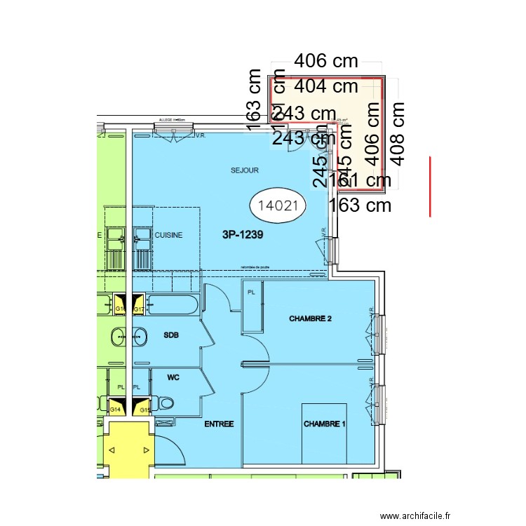 SURESNES ZAC RIVIERE SEINE BAT 1200 BALCON. Plan de 1 pièce et 10 m2