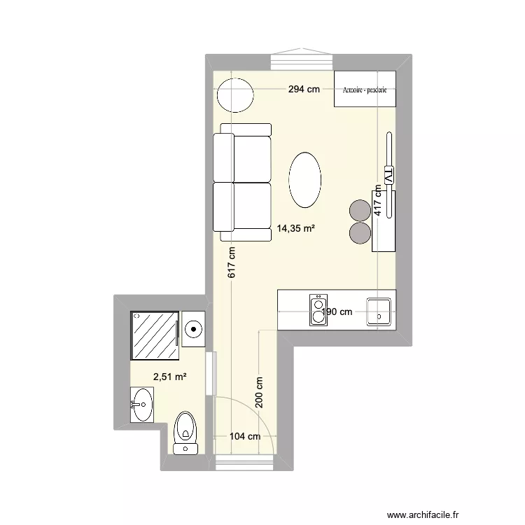 STUDIO LOURDES. Plan de 