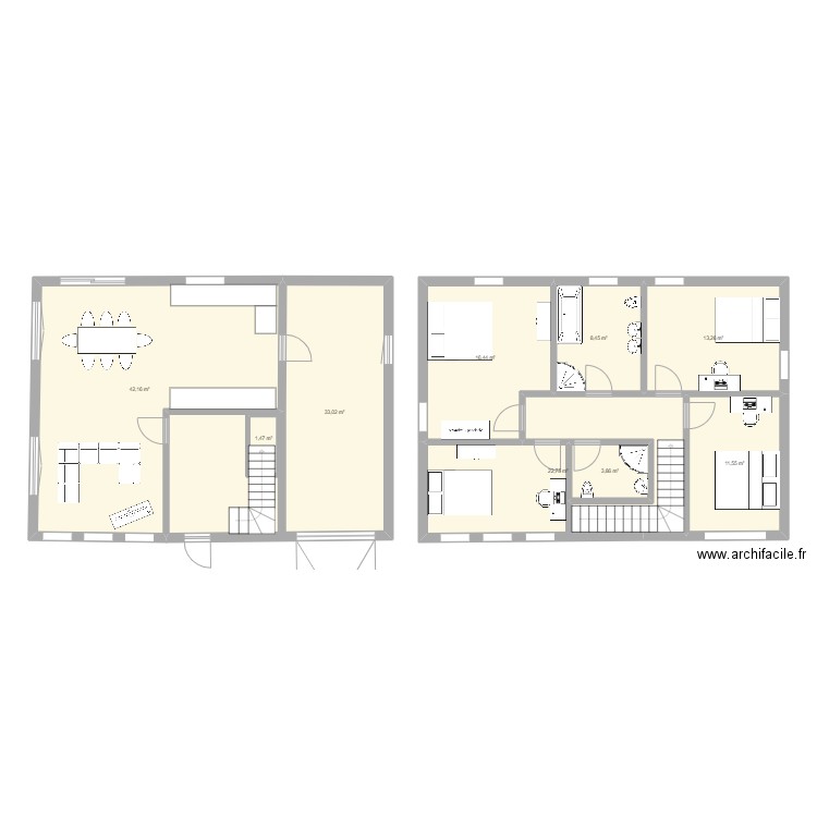 Maison. Plan de 9 pièces et 155 m2