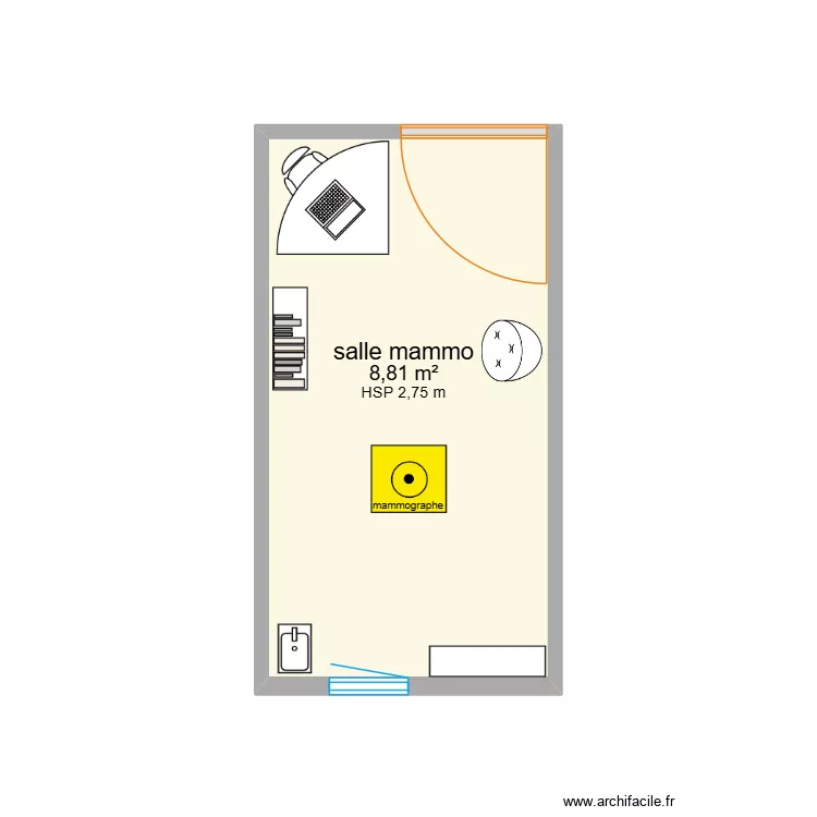 dimensions mammo. Plan de 1  et 9 m²