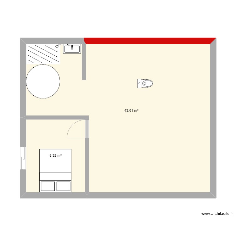 St Molf. Plan de 2 pièces et 51 m2